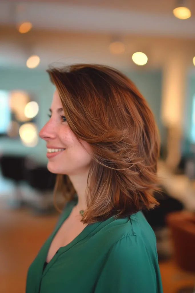 Elegantna suha frizura za lase do ramen s strukturiranimi plastmi za tanke do srednje dolge lase.' title=