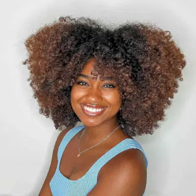 Wash-And-Go Kinky Black Hair with Bangs