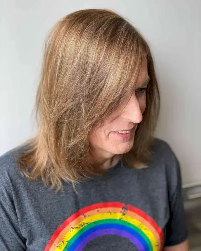 Wash-and-Go Long Bob with Wispy Layers for Women Over 50