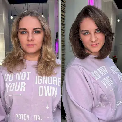 Dark Brunette Bob with a Deep Side Part