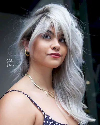 Deep Side Flip Part with Bangs for women with long thick hair