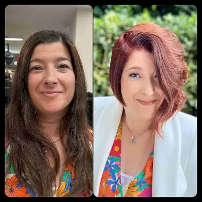 Red Shaggy Asymmetrical Cut with a Deep Side Part