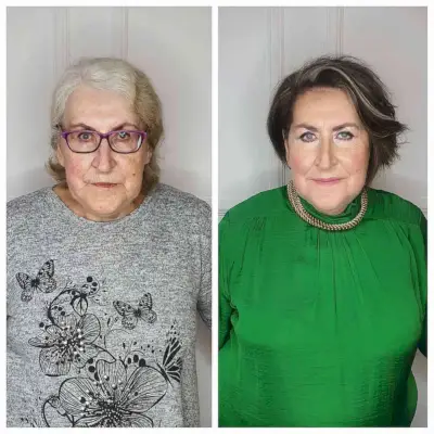 Deeply Parted Short Bob with Blonde Highlights