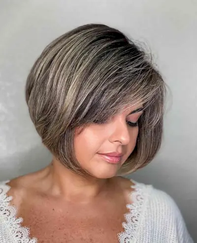 Deeply Side-Parted Short Hair with Wispy Bangs