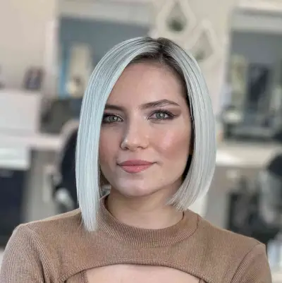 Deep Side Part on a Sleek Asymmetrical Bob