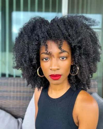 Afro Style on Natural Hair for African-American Ladies