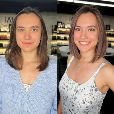 Long Slob Haircut for Ladies with Big Foreheads