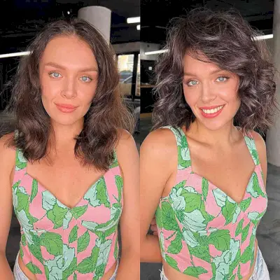 Voluminous Brunette Hair with Sweeping Fringe for Big Foreheads