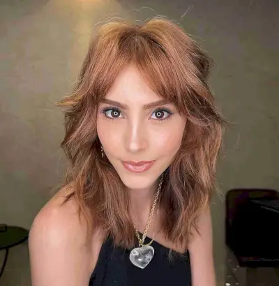 Soft Ginger Curtain Fringe for Large Foreheads
