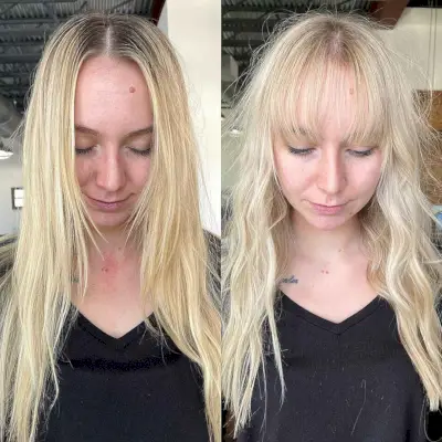 Wispy Bangs for a Prominent Forehead