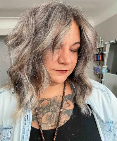 Shaggy Medium-Length Hair for Women Over 40