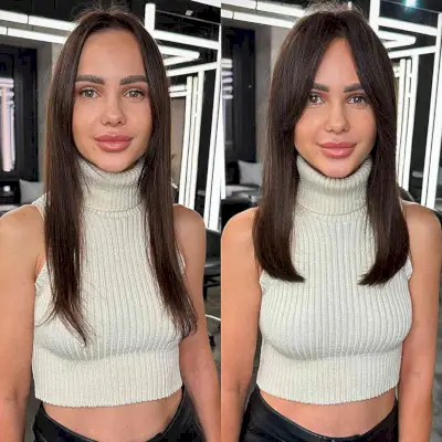 Chest-Length Straight Cut with Curtain Fringe for Big Foreheads