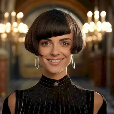 90s Vintage Mini Bob with Blunt Asymmetrical Bangs