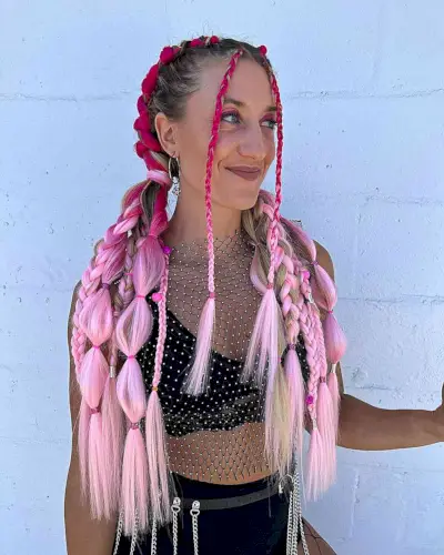 Dark to Light Pink Ombre for Long Rave Braids