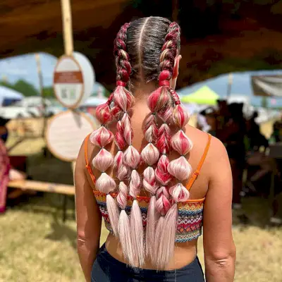 Very Long Rave Pink Dutch Braids with Freestyle Ends