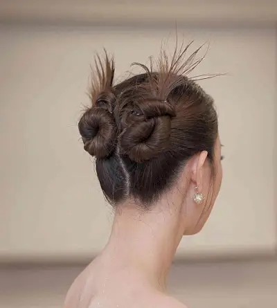 Y2K Vintage Style with Two Swirl Buns for Straight Locks