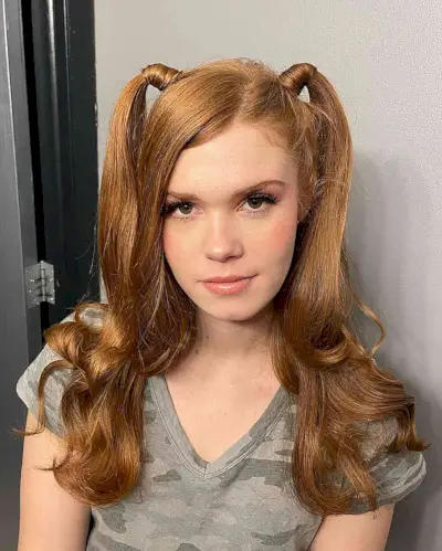 Y2K Long Half-Up Pigtails with Side Part and Flicked Ends