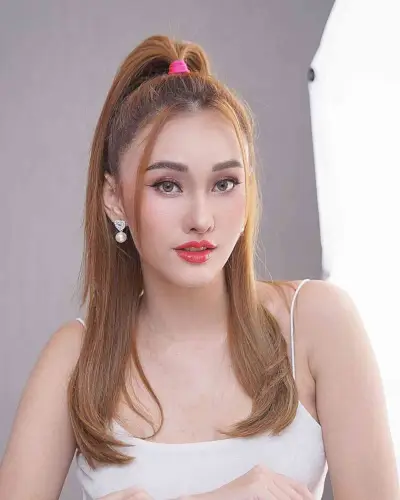 Y2K Half-Up Ponytail with Antenna Bangs for Long Straight Hair