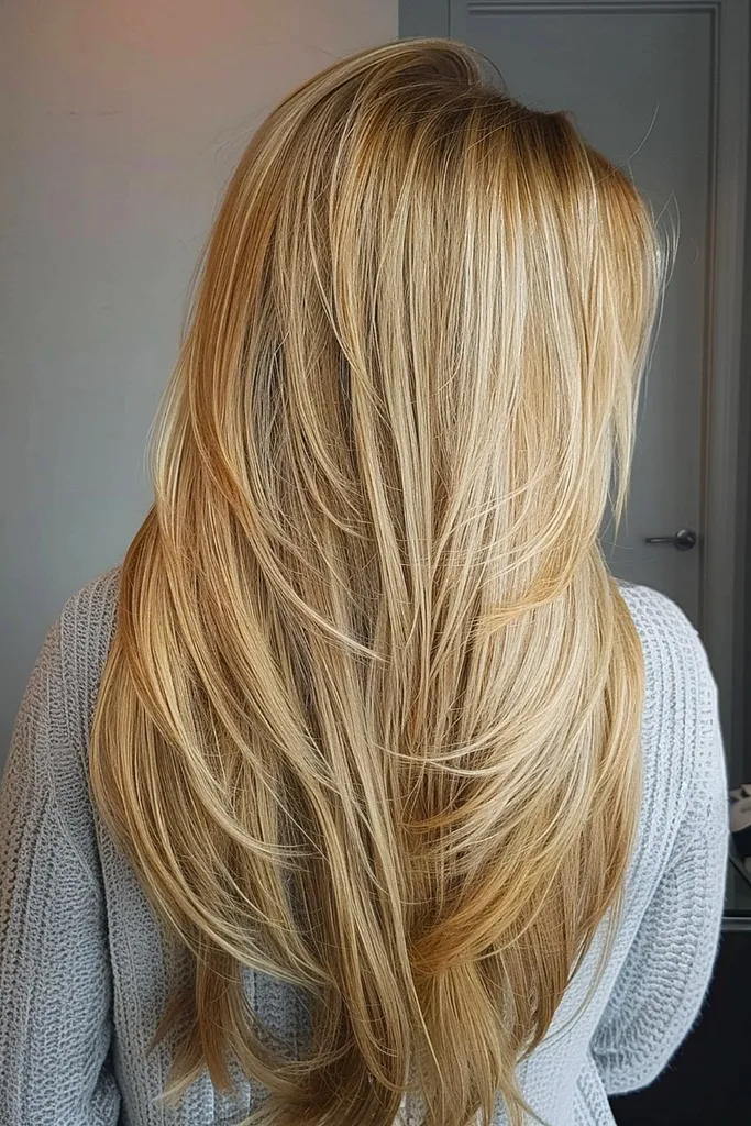 U formas matu griezums ar slāņiem vidēja garuma matiem' title=