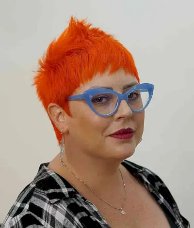 Alternative Bright Orange Pixie with Fringe