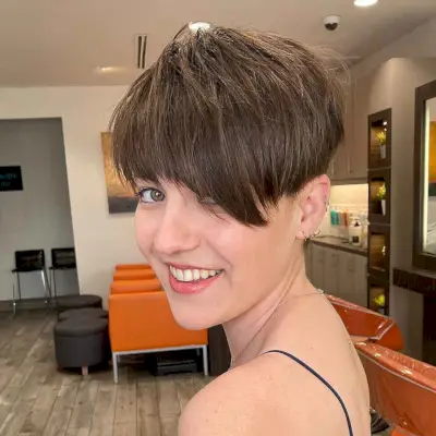 Asymmetrical Pixie Cut with Flat Bangs