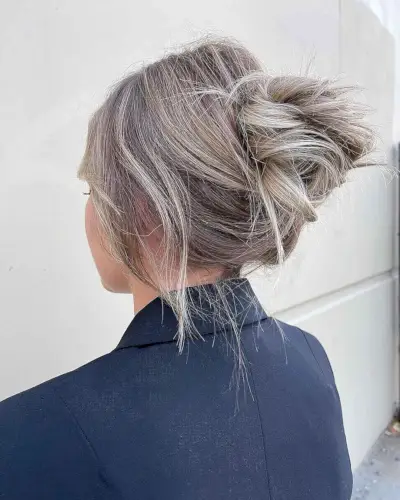 Messy Bun with Wispy Ends