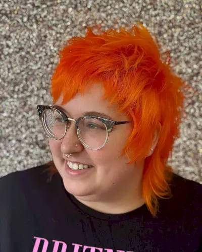 Alt Shaggy Short Mullet with Bold Orange Tone