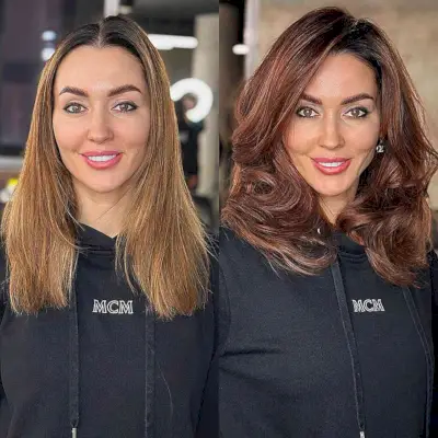 Voluminous Reddish-Brown Hair with a Side Part for 30-year-olds