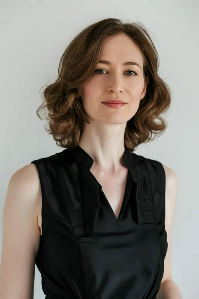 가는 모발부터 중간 모발까지 부드러운 층으로 잘라진 사하그 컷.' title=