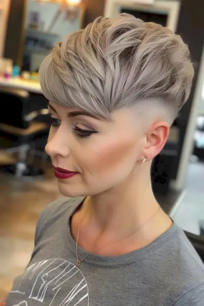 Feathered bowl cut hairstyle