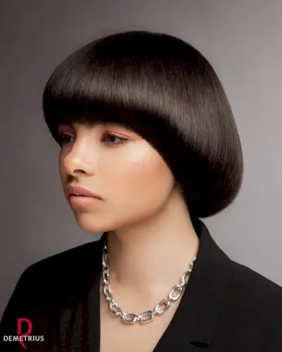 Long bowl cut hairstyle
