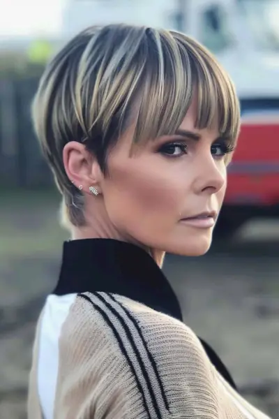 Short Bowl Cut with Dimensional Highlights