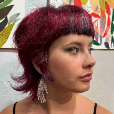 Winter Sangria Color on Edgy Short Hair