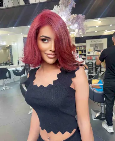 Berry Red on a Long Bob for Winter