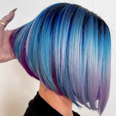 Blue and Purple Color Melt with Shadow Root