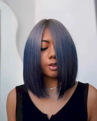 Dark Silver to Navy Blue Ombre