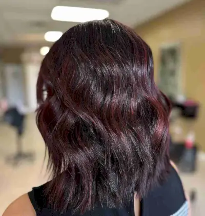 Winter-Inspired Dark Crimson Balayage
