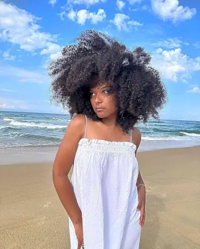 Fluffy Mid-Length Afro Hawaiian Hair for Summer