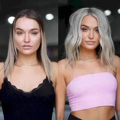 Icy Blonde Mid-Length Hair