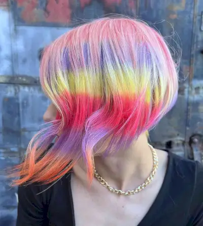 Short A-Line Bob with Pastel Rainbow Hues
