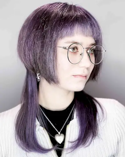 Purple Mid-length Jellyfish Hair with Short Bangs
