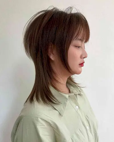 Shoulder-Grazing Sleek Jellyfish Cut on Straight Hair