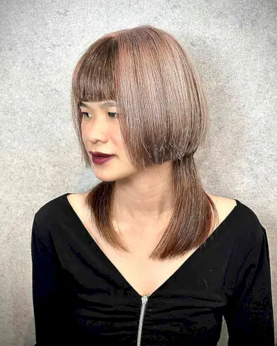 Medium-Cut Blunt Jellyfish Cut with Full Bangs
