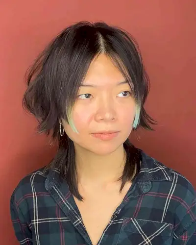 Mid-Length Middle Part Jellyfish Hair with Short and Long Layers