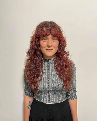 Cowgirl-Style Long Reddish Shaggy Curls