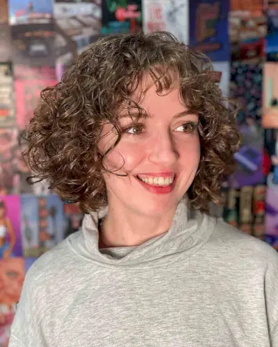 Bob Haircut with Bangs and Curls