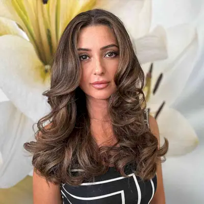 Center Parted Long Curled Hairstyle for straight hair