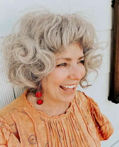 Razored Short Fluffy Curly Blonde Cut