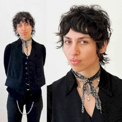 Razor Cut Wispy Short Shag Mullet with Bangs