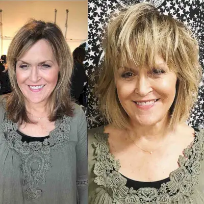 razor cut bob cut for an older woman